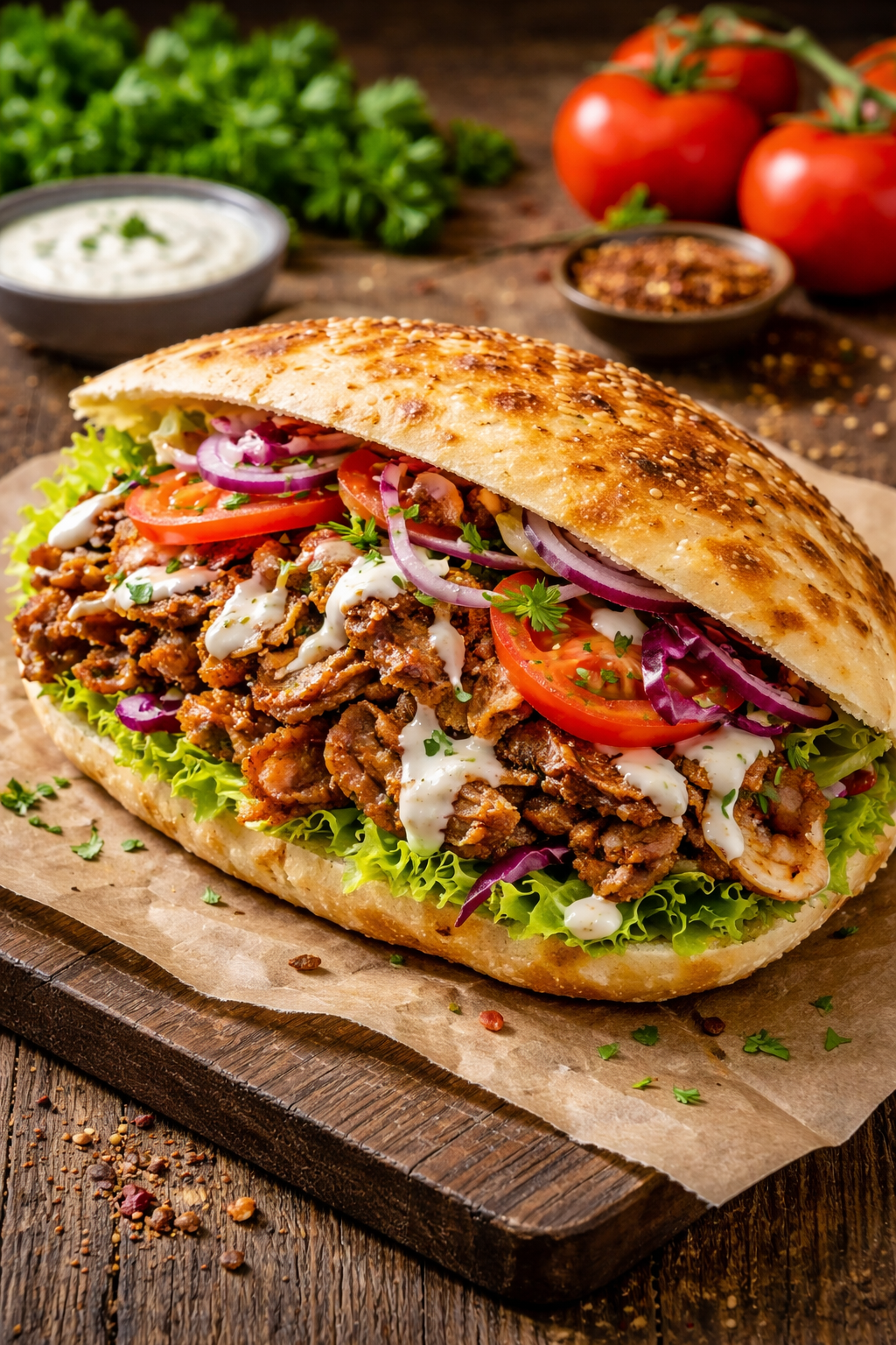 Döner Sandwich im Fladenbrot