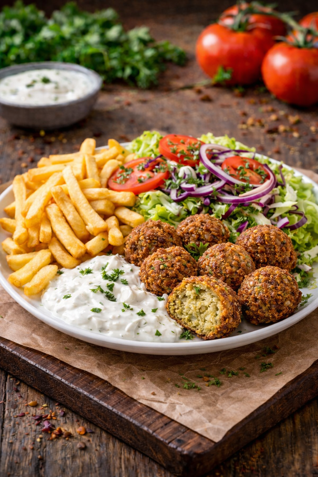 Flafel Teller mit Pommes